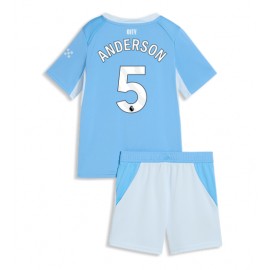 Billiga Manchester City Elliot Anderson #5 Barnkläder Hemma fotbollskläder till baby 2026-27 Kortärmad (+ Korta byxor)
